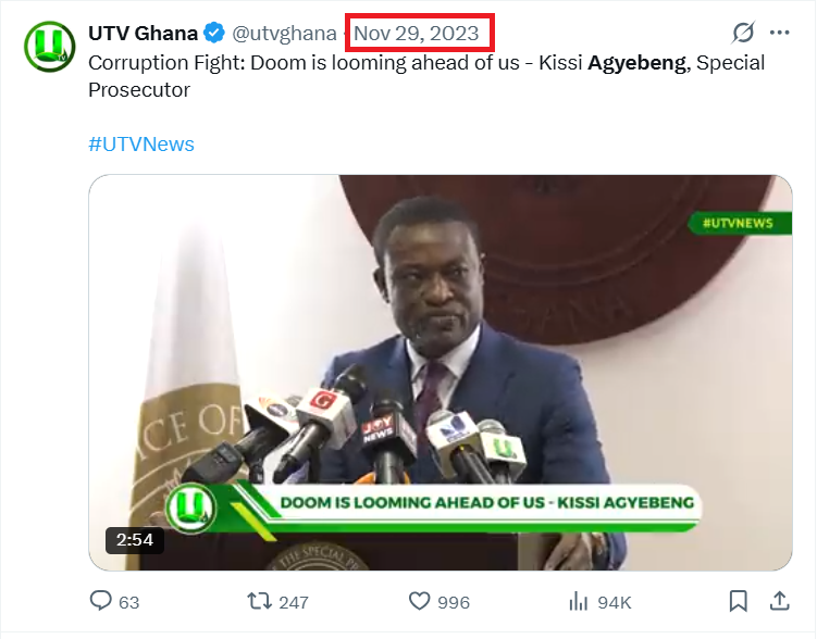 Misleading! Video claiming to be Special Prosecutor’s response to recent High Court order is from 2023