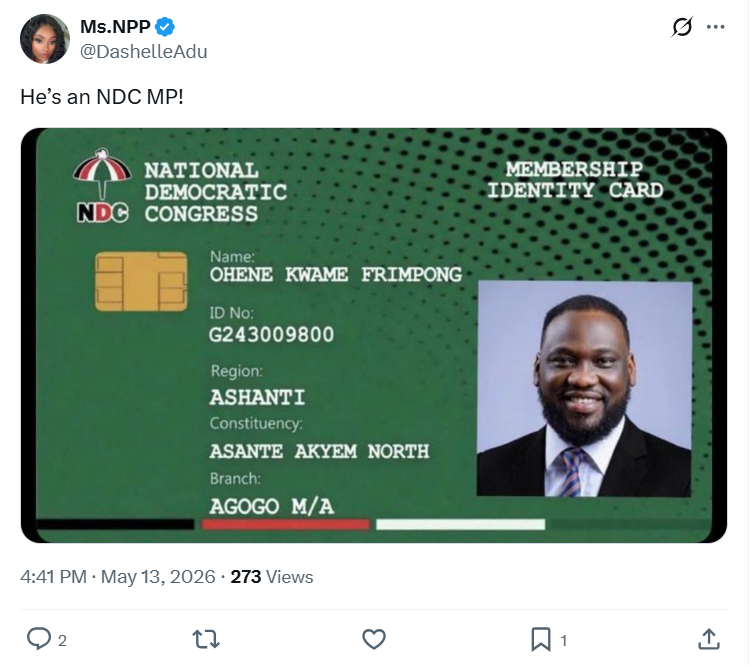 FACT-CHECK: Claim that Asante Akim North MP, Ohene Kwame Frimpong is an NDC MP is misleading 