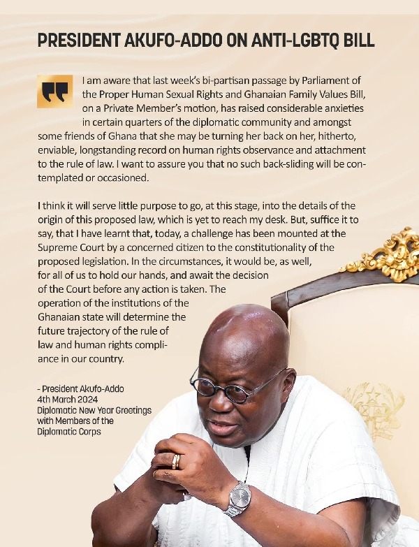 True! LGBTQ+ bill was not before Akufo-Addo when he left office