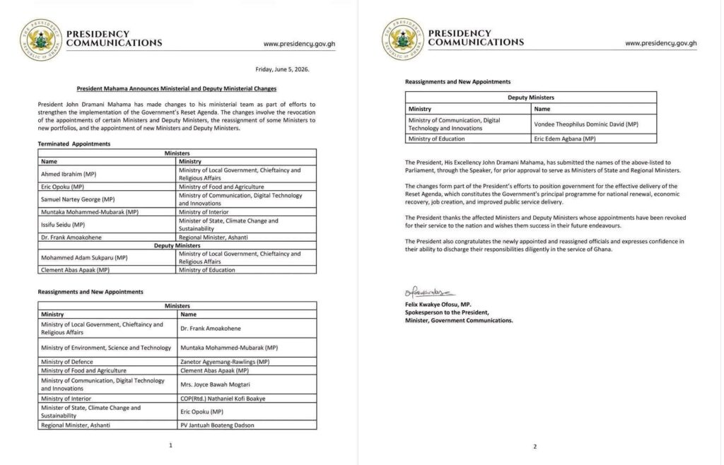 Claim that President Mahama reshuffled ministers is False: Here is how to bust fake documents