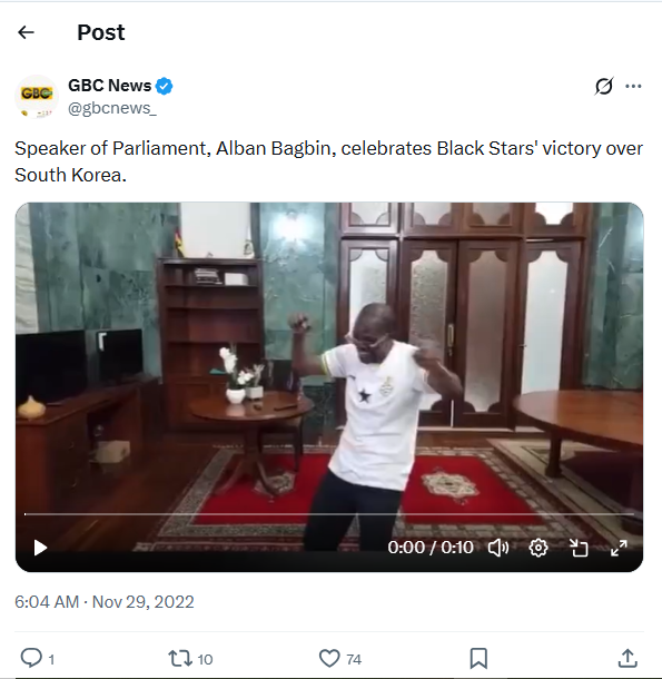Misleading! Video of Speaker Bagbin celebrating Black Stars goal unrelated to 2026 win over Panama, it's from 2022 
