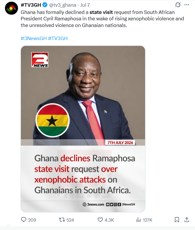 FACT-CHECK: Did Ghana decline state visit by South African president over xenophobia? FACT-CHECK: Did Ghana decline state visit by South African president over xenophobia?