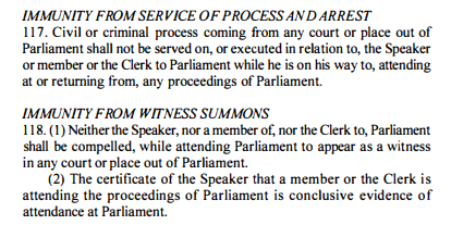 To what extent does Ghana's constitution shield MPs from arrest? To what extent does Ghana's constitution shield MPs from arrest?